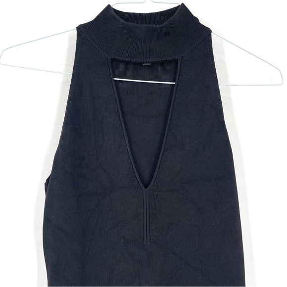INTERMIX Revolve Black Sleeveless Halter Cut Out Stretch Top - Picture 2 of 6